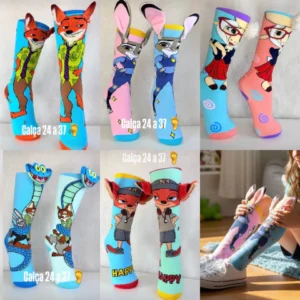 Kit C/12 Meias alta infantil 3D Zootopia - Meia maluca