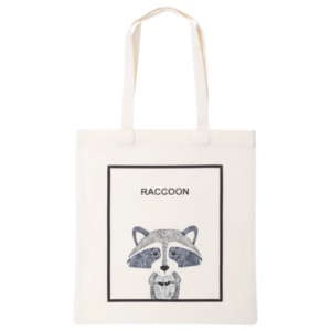 Bolsa Ecobag Branca Estampada Guaxinim