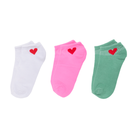 Kit 3 Pares de Meias Feminina Cano Curto Estampa de Coração