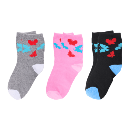 Kit 3 Pares de Meias Feminina Cano Longo Estampa de Borboleta