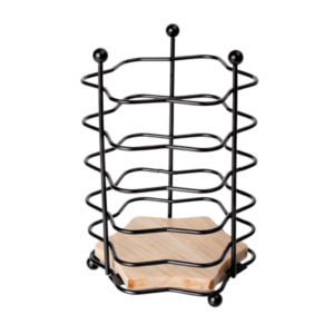 Porta Talher Em Metal e Madeira 16cm x 11cm x 11cm