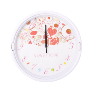 Relógio De Parede De Plástico Com Detalhes Em Rosa 23cm