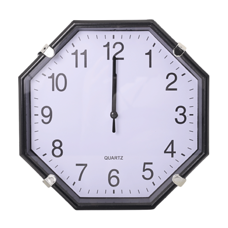 Relógio De Parede De Plástico Preto 23cm