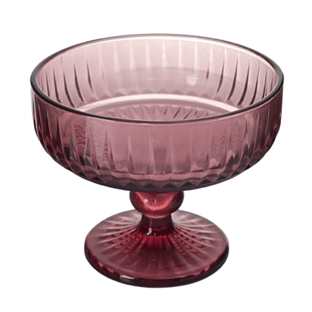 Taça De Sobremesa De Vidro Rosa Escuro 300ml 10cm x 12cm