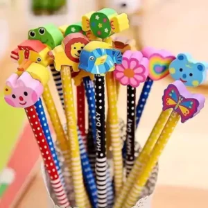 Caixa C/24 Lápis Borracha Kawaii Fofinho Papelaria Atacado